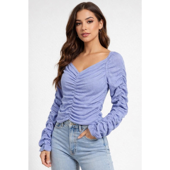 Elodie Tops - Elodie (Nordstrom) Periwinkle Ruched Long Sleeve Top Size L